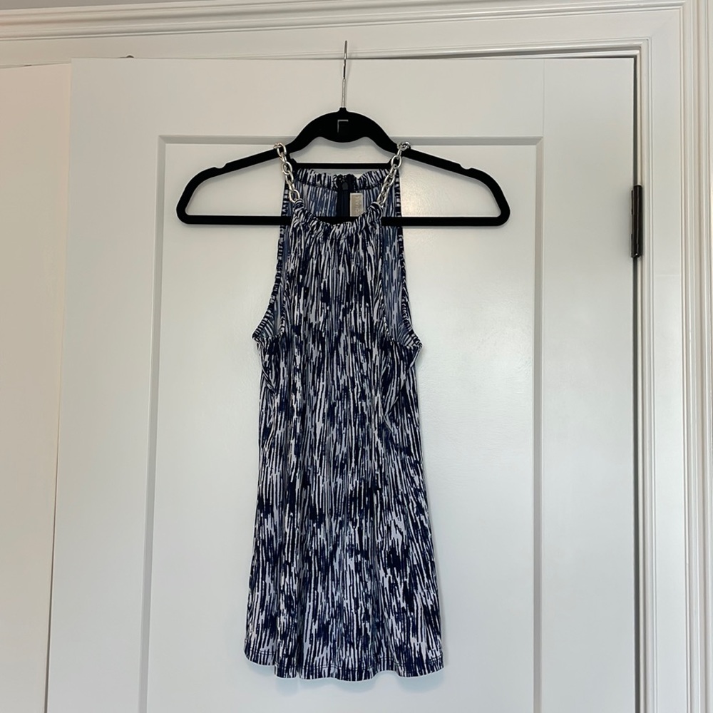 Blue and White top white chain link straps from Michael Kors
